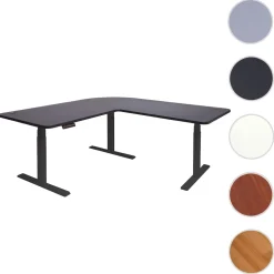 Eck-Schreibtisch -D40, Bürotisch Computertisch elektrisch höhenverstellbar 178x178cm 84kg MVG ~ schwarz, schwarz ^ MCW Discount