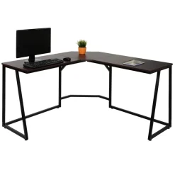 Eck-Schreibtisch -K66, Computertisch Arbeitstisch, MVG-zertifiziert 76x140x140cm, MDF Metall ~ dunkelbraun ^ MCW Clearance