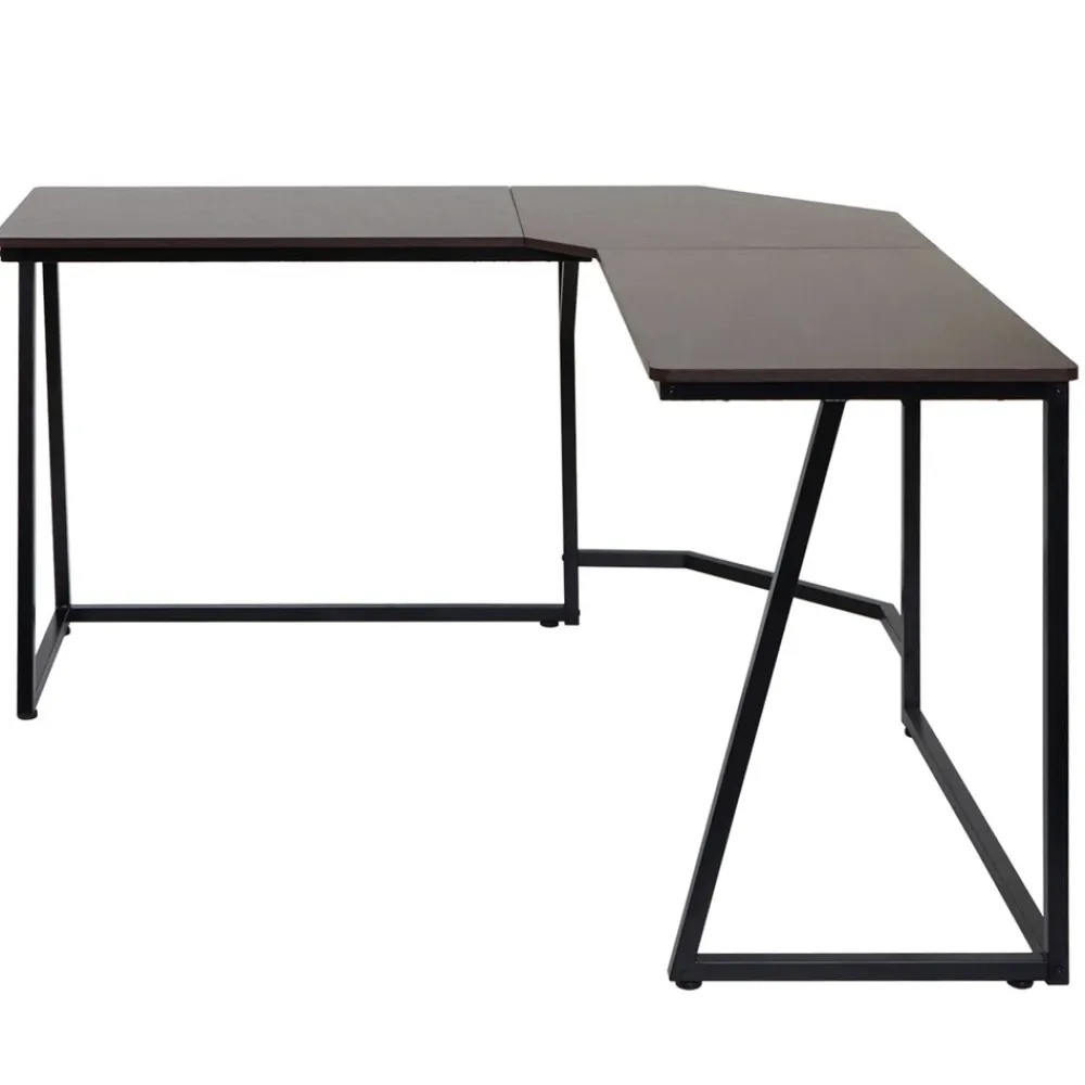 Eck-Schreibtisch -K66, Computertisch Arbeitstisch, MVG-zertifiziert 76x140x140cm, MDF Metall ~ dunkelbraun ^ MCW Clearance