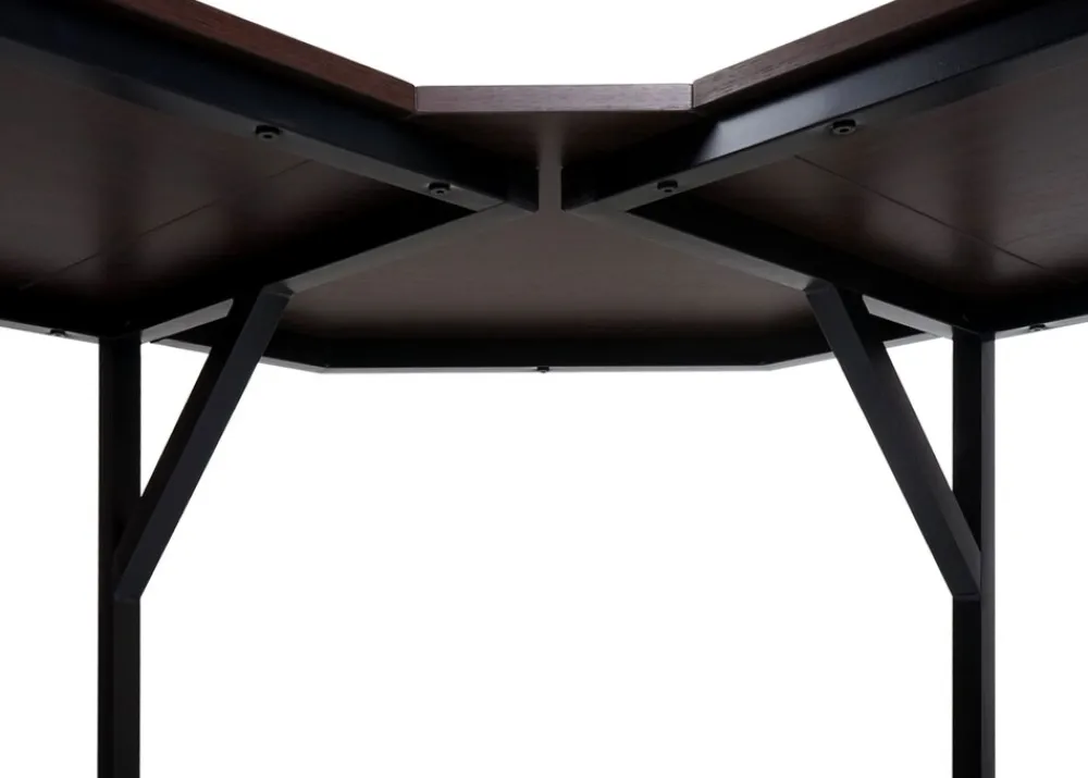 Eck-Schreibtisch -K66, Computertisch Arbeitstisch, MVG-zertifiziert 76x140x140cm, MDF Metall ~ dunkelbraun ^ MCW Clearance