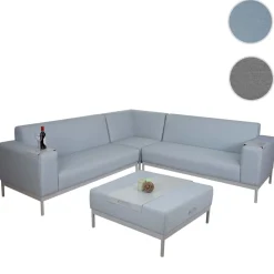 MCW Ecksofa -C47, Sofa Loungesofa Couch, Stoff/Textil Indoor wasserabweisend 245cm ~ blau mit Ablage Sale