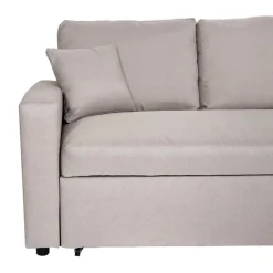 Ecksofa mit Bettkasten -L17, Couch Sofa L-Form, Liegefläche Nosagfederung 228cm ~ beige ^ MCW