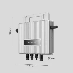 SUNNIVA ECOFLOW Mikro-Wechselrichter 800 W EFStreamMI800W für Balkonkraftwerk, IP67 wetterfest, Plug&Play Installation, 2 MPPT, Bluetooth & WIFI, inkl. 5m Anschlusskabel & 4x 1m Solar-Verlängerungen, Inverter Online