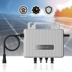 SUNNIVA ECOFLOW Mikro-Wechselrichter 800 W EFStreamMI800W für Balkonkraftwerk, IP67 wetterfest, Plug&Play Installation, 2 MPPT, Bluetooth & WIFI, inkl. 5m Anschlusskabel & 4x 1m Solar-Verlängerungen, Inverter Online