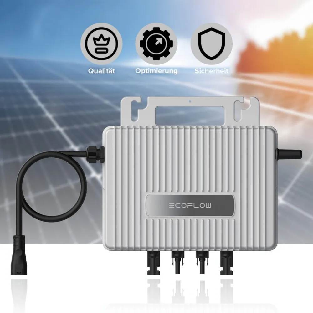SUNNIVA ECOFLOW Mikro-Wechselrichter 800 W EFStreamMI800W für Balkonkraftwerk, IP67 wetterfest, Plug&Play Installation, 2 MPPT, Bluetooth & WIFI, inkl. 5m Anschlusskabel & 4x 1m Solar-Verlängerungen, Inverter Online