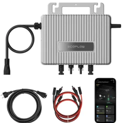SUNNIVA ECOFLOW Mikro-Wechselrichter 800 W EFStreamMI800W für Balkonkraftwerk, IP67 wetterfest, Plug&Play Installation, 2 MPPT, Bluetooth & WIFI, inkl. 5m Anschlusskabel & 4x 1m Solar-Verlängerungen, Inverter Online