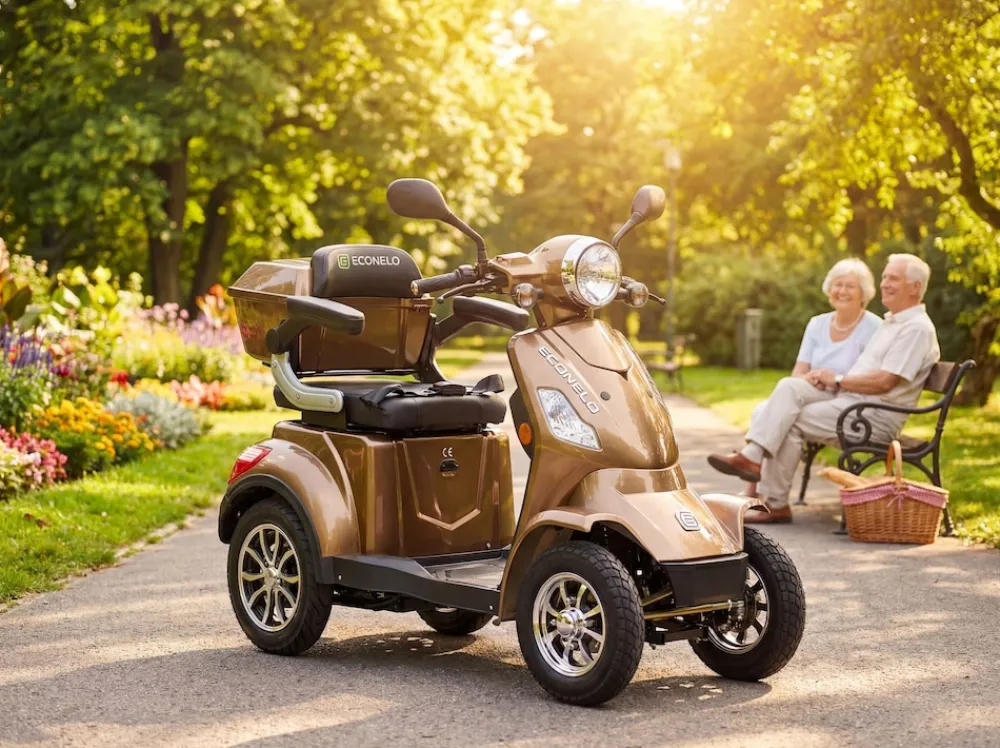 ECONELO E-Seniorenmobil Voltrixx, Lithium-Akku, 4-Rad, 1000 Watt, Braun Hot