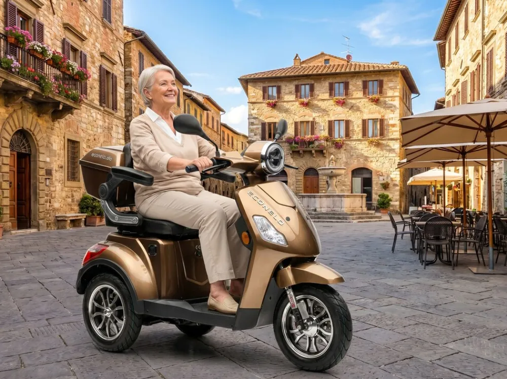 ECONELO E-Seniorenmobil Yogi-IQ, Blei-Akku, 3-Rad, 1000 Watt, Braun Clearance