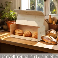 Brotbox mit Klappdeckel aus nachhaltigem Bambus Brotkasten ^ Ecosa Discount