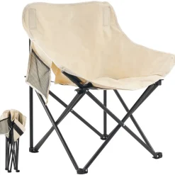 Campingstuhl Beige Klappstuhl Faltbar – Robuster Outdoor Stuhl mit Tragetasche ^ Ecosa Hot