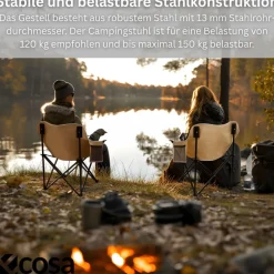 Campingstuhl Beige Klappstuhl Faltbar – Robuster Outdoor Stuhl mit Tragetasche ^ Ecosa Hot