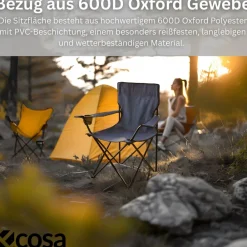 Ecosa Campingstuhl Schwarz Klappstuhl Faltbar – Robuster Outdoor Stuhl mit Tragetasche Outlet
