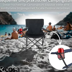 Ecosa Campingstuhl Schwarz Klappstuhl Faltbar – Robuster Outdoor Stuhl mit Tragetasche Outlet