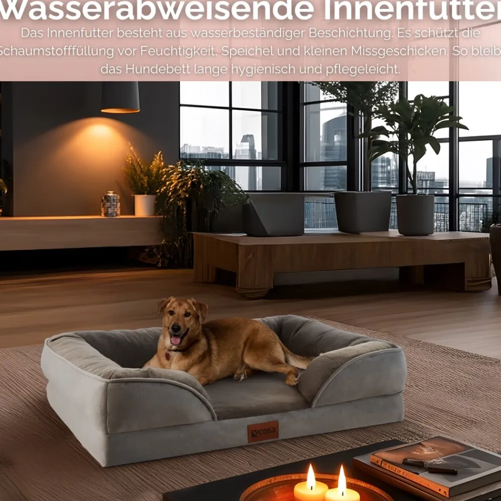 Orthopädisches Hundebett 71x58x18cm Wasserfest Anti-Rutsch-Boden ^ Ecosa Best