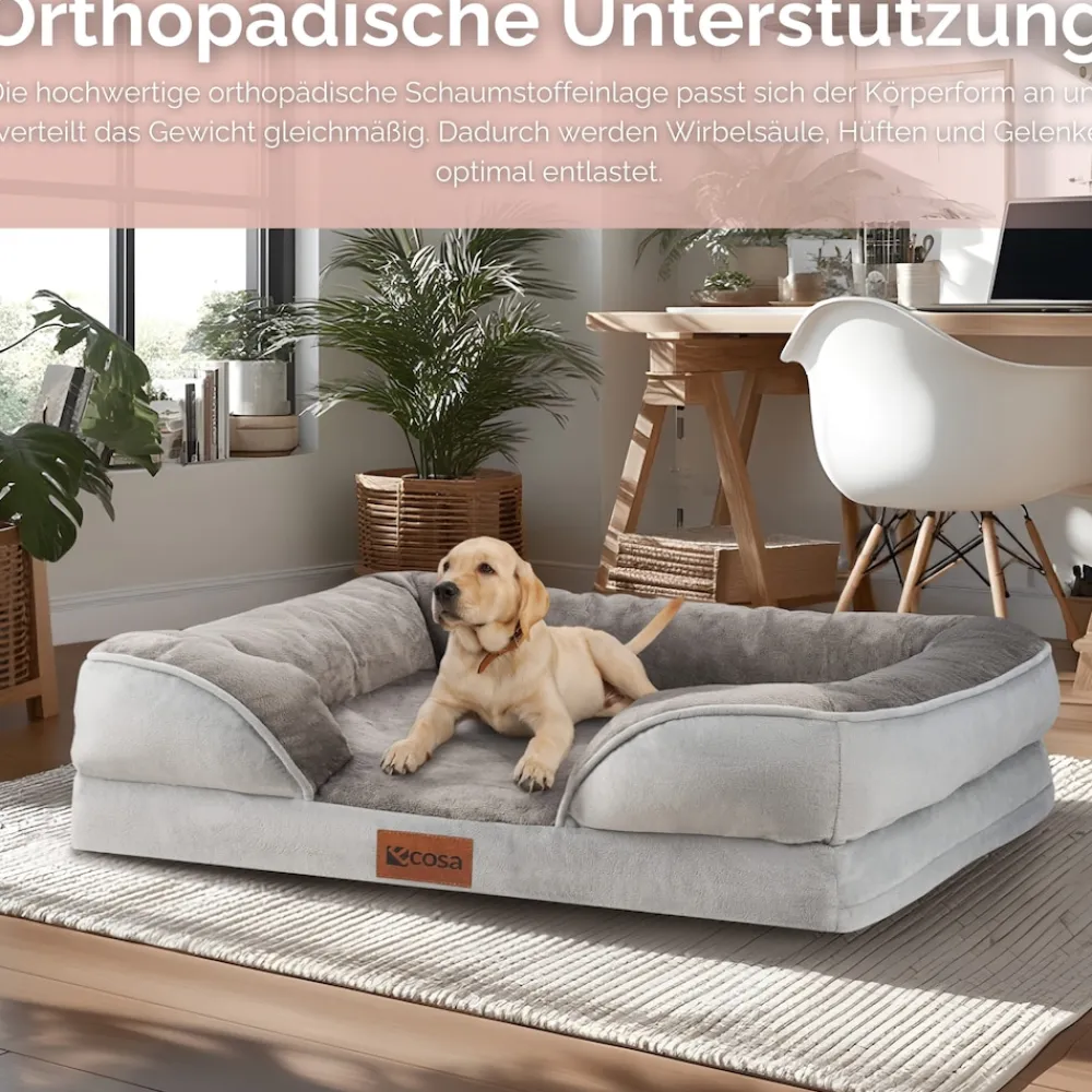 Orthopädisches Hundebett 71x58x18cm Wasserfest Anti-Rutsch-Boden ^ Ecosa Best