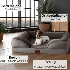Orthopädisches Hundebett 71x58x18cm Wasserfest Anti-Rutsch-Boden ^ Ecosa Best