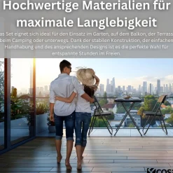 Outdoor-Set mit Klapptisch + 2 Stühlen Robust Wetterfest Pflegeleicht ^ Ecosa Outlet