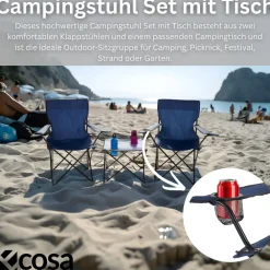 3-teiliges Campingmöbel Set mit 2 Klappstühlen und Campingtisch Faltbar Tragbar ^ Ecosa Clearance