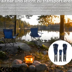 3-teiliges Campingmöbel Set mit 2 Klappstühlen und Campingtisch Faltbar Tragbar ^ Ecosa Clearance