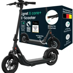 Egret X Core+ E-Scooter (max. 20 km/h, bis zu 55 km, Tragfähigkeit 130kg, Hinterradantrieb, 500W, Blinker) Clearance