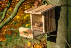 Eichhörnchen-Futterstation mit Futtersilo, Futterstelle aus Holz ^ Dobar Clearance