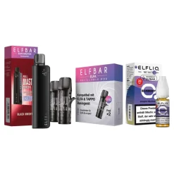 Elf Bar ELFBAR ELFA MASTER Basisgerät - Black knight mit Refillable Pods 2er Pack und ELFBAR ELFLIQ - Blueberry Nicotine Salt Liquid 10ml 20mg Discount