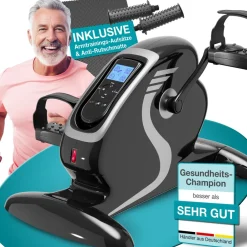 2in1 Arm- und Beintrainer, Elektro-Mini-Heimtrainer 3.0, Pedealtrainer mit Motor, inkl. Trainingsdisplay, Massage-Handgriffe Anti-Rutschmatt ^ eloneo Online