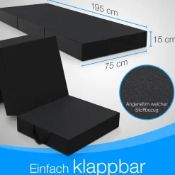Klappmatratze Gästematratze, 75x195x15 cm, ^ eloneo