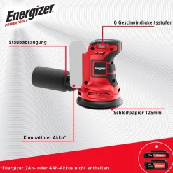 Energizer 20V Akku Exzenterschleifer Schleifteller 6 Stufen 125mm Outlet