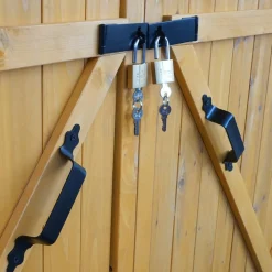 MCW 1er-Fahrradgarage -H60, Fahrradbox Geräteschuppen Gerätehaus, MVG abschließbar 152x184x98cm ~ braun New
