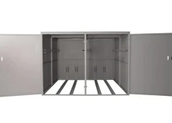 4er-Fahrradgarage -L56c, Gerätehaus Fahrradbox mit Ablage, abschließbar Metall 160x222x208cm ~ hellgrau ^ MCW Sale