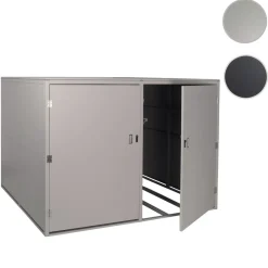 4er-Fahrradgarage -L56c, Gerätehaus Fahrradbox mit Ablage, abschließbar Metall 160x222x208cm ~ hellgrau ^ MCW Sale