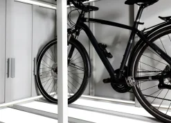MCW 4er-Fahrradgarage mit Pflanzkasten -L56b, Fahrradbox, abschließbar verzinkter Stahl 126x220x210cm ~ hellgrau New
