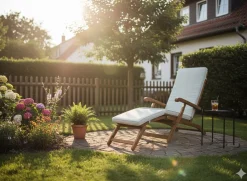 Prestige Home Living Outdoor Ergonomische Sonnenliege, Saunaliege inkl. Auflage aus Akazienholz Clearance