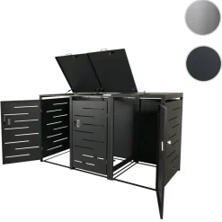MCW 3er-Mülltonnenverkleidung -E83, Mülltonnenbox Mülltonnenabdeckung, erweiterbar 117x197x80cm ~ anthrazit, Stahl 75kg Best