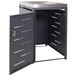 1er-Mülltonnenverkleidung -H40, Mülltonnenbox, Pflanzkasten Edelstahl-Metall-Kombi 35kg 125x69x84cm erweiterbar ^ MCW New