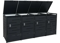 MCW 4er-Mülltonnenverkleidung -E83b, Mülltonnenbox Mülltonnenabdeckung, 117x265x80cm, anthrazit, Stahl 90kg Sale
