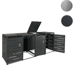4er-Mülltonnenverkleidung -E83, Mülltonnenbox Mülltonnenabdeckung, erweiterbar 117x263x80cm ~ anthrazit, Stahl 108kg ^ MCW Discount