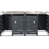 MCW 4er-Mülltonnenverkleidung -H40b, Mülltonnenbox, Pflanzkasten Edelstahl-Metall-Kombi 78kg 110x230x62cm erweiterbar Hot