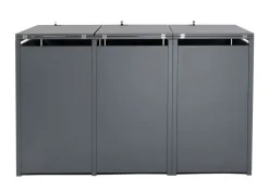 MCW 3er Mülltonnenverkleidung -J81, Mülltonnenbox, erweiterbar, Metall 82kg, anthrazit ~ gold Discount