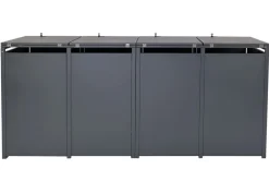 4er Mülltonnenverkleidung -J81, Mülltonnenbox, erweiterbar, Metall 100kg, anthrazit ~ gold ^ MCW Discount