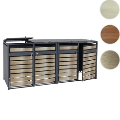 4er Mülltonnenverkleidung -J81, Mülltonnenbox, erweiterbar, Metall 100kg, anthrazit ~ gold ^ MCW Discount