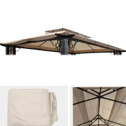 Ersatzbezug für Dach Pergola Pavillon Nisa 4,5x3,5m ~ creme ^ MCW Discount
