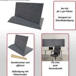 MCW 6er-Set Akustikwandpaneel -L52, Wandpaneele Akustikplatten, schalldämmend 1qm Fläche 60x30cm ~ hellbraun Sale