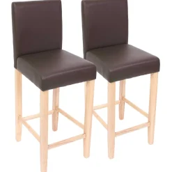 2er-Set Barhocker Cesena Leder ~ braun, helle Füße ^ MCW Outlet