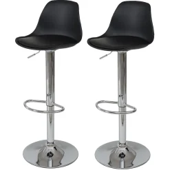 2er-Set Barhocker -B14, Tresenhocker Barstuhl Drehhocker, Kunstleder ~ schwarz ^ MCW Best