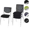 4er-Set Besucherstuhl H401, Konferenzstuhl stapelbar, Stoff/Textil ~ Sitz schwarz, Füße chrom ^ MCW Hot