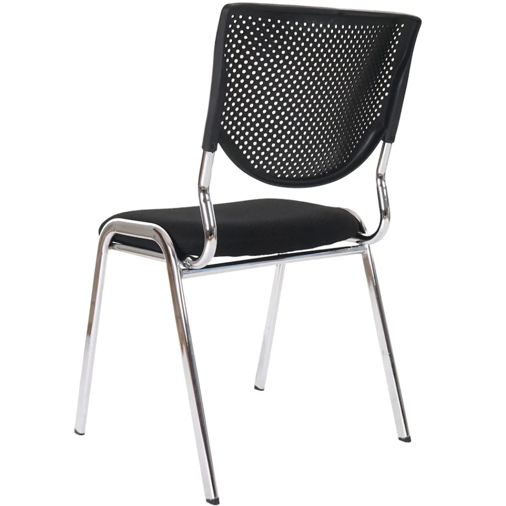 4er-Set Besucherstuhl H401, Konferenzstuhl stapelbar, Stoff/Textil ~ Sitz schwarz, Füße chrom ^ MCW Hot
