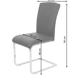 MCW 6er-Set Esszimmerstuhl -F36, Freischwinger Küchenstuhl Konferenzstuhl ~ Kunstleder, schwarz New