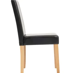 MCW 2er-Set Esszimmerstuhl Stuhl Küchenstuhl Littau ~ Kunstleder, schwarz, helle Beine Discount